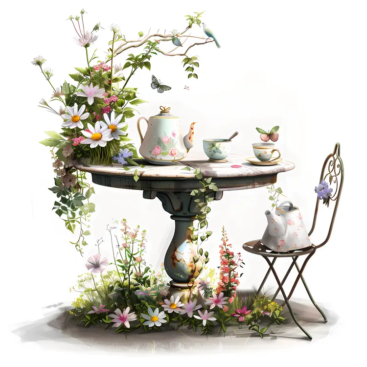 Elegant Garden Table with Flowers