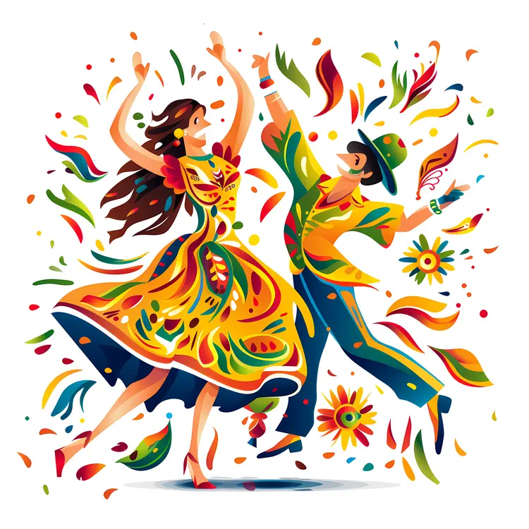 Colorful Dancing Couple Illustration