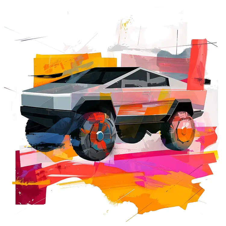 Futuristic Car with Colorful Abstract Background