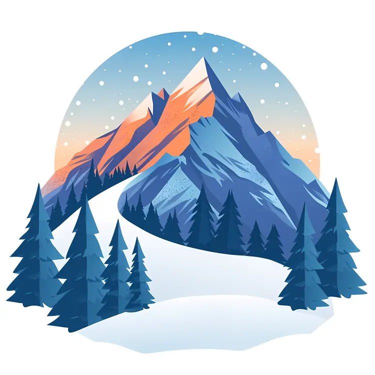 Snowy Mountain at Sunset