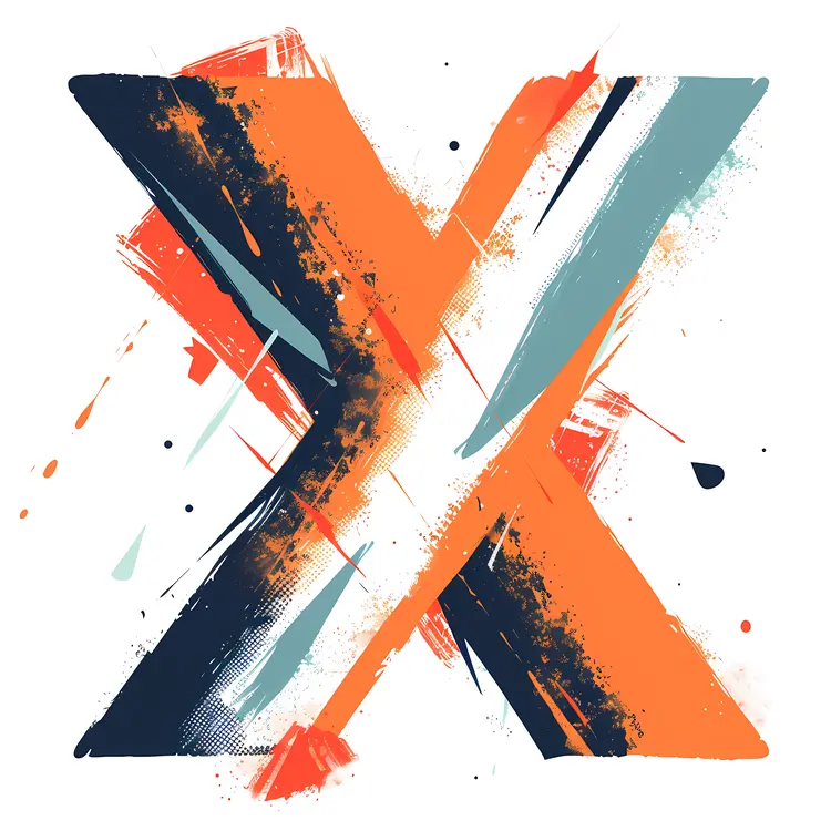 Bold Orange Abstract Letter X