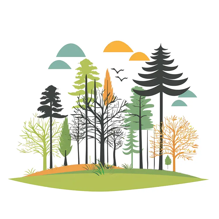 Stylized Forest with Various Trees