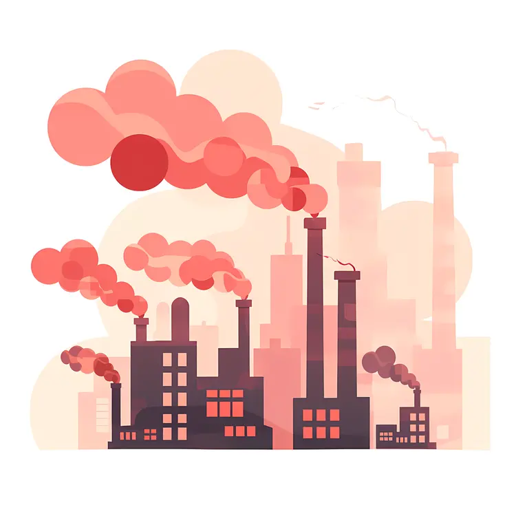 Industrial Factory Emitting Smoke