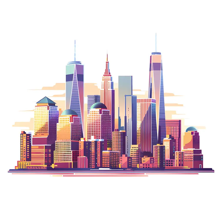 Sunset Cityscape with Reflection