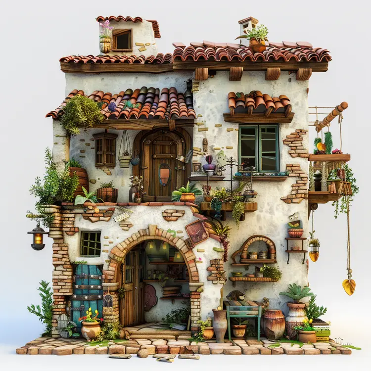Cozy Rustic House with Plants