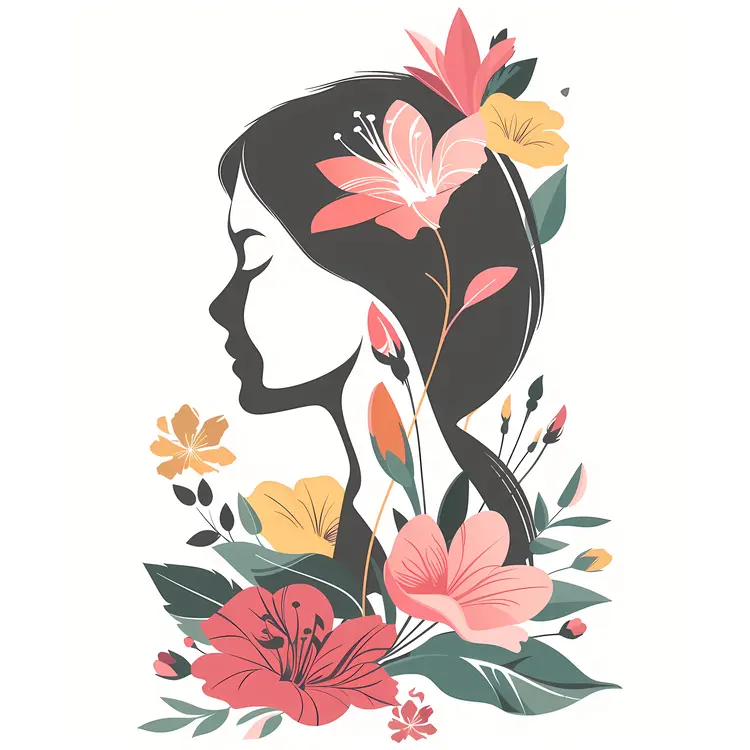 Floral Silhouette with Pastel Flowers