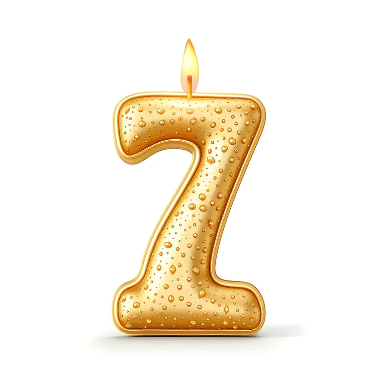 Golden Number 7 Candle for Celebrations