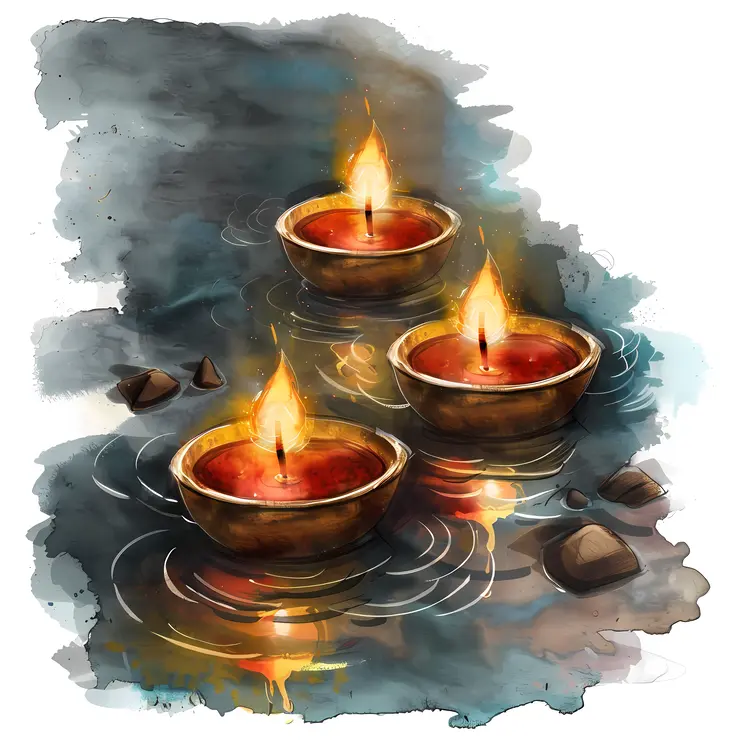Floating candles with reflections