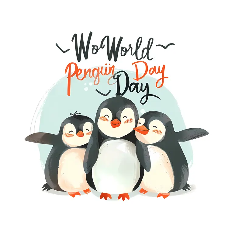 Cute Doodle Penguins for World Penguin Day