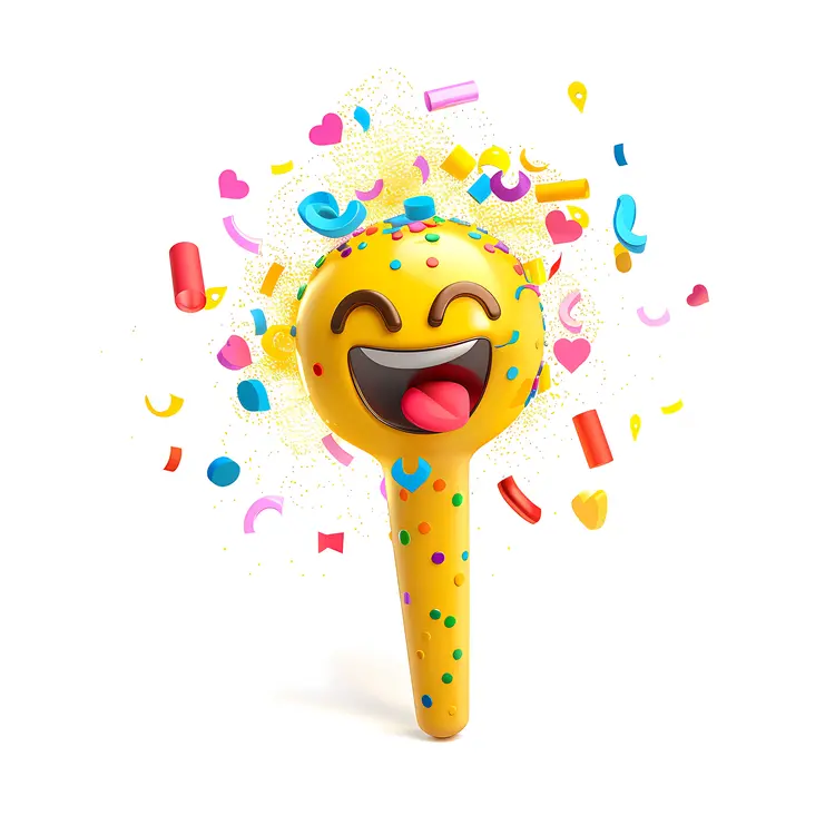 Happy Emoji with Confetti for Celebration