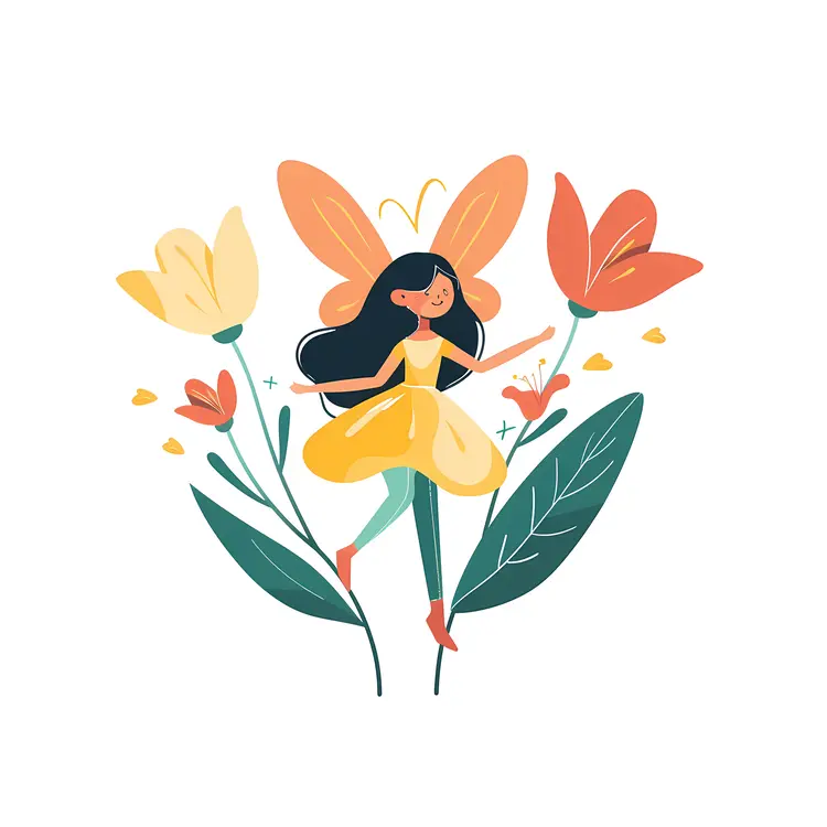 Cute Fairy with Flowers