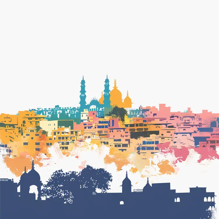 Colorful City Skyline