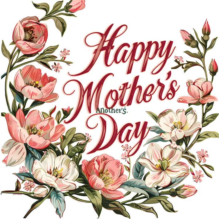 Happy Mother's Day Card with Pink Flowers