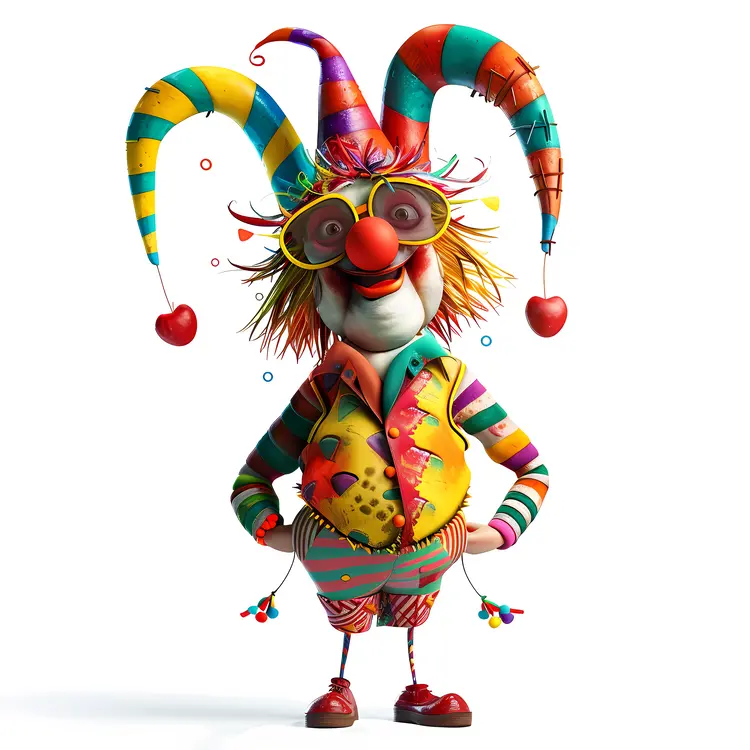 Jester Clown with Colorful Hat