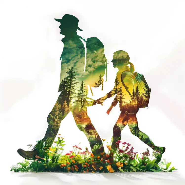 Hiking Duo in Forest