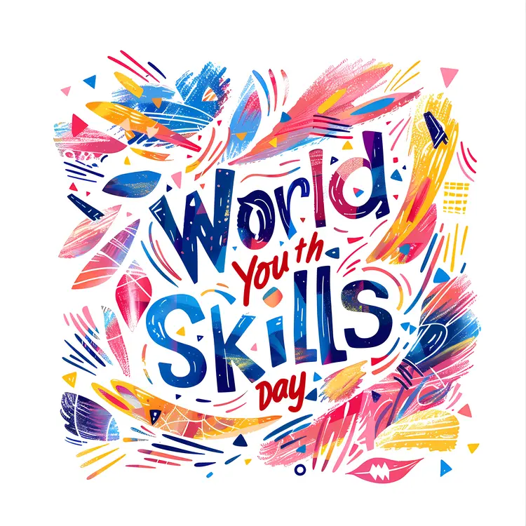 Colorful World Youth Skills Day Stamp