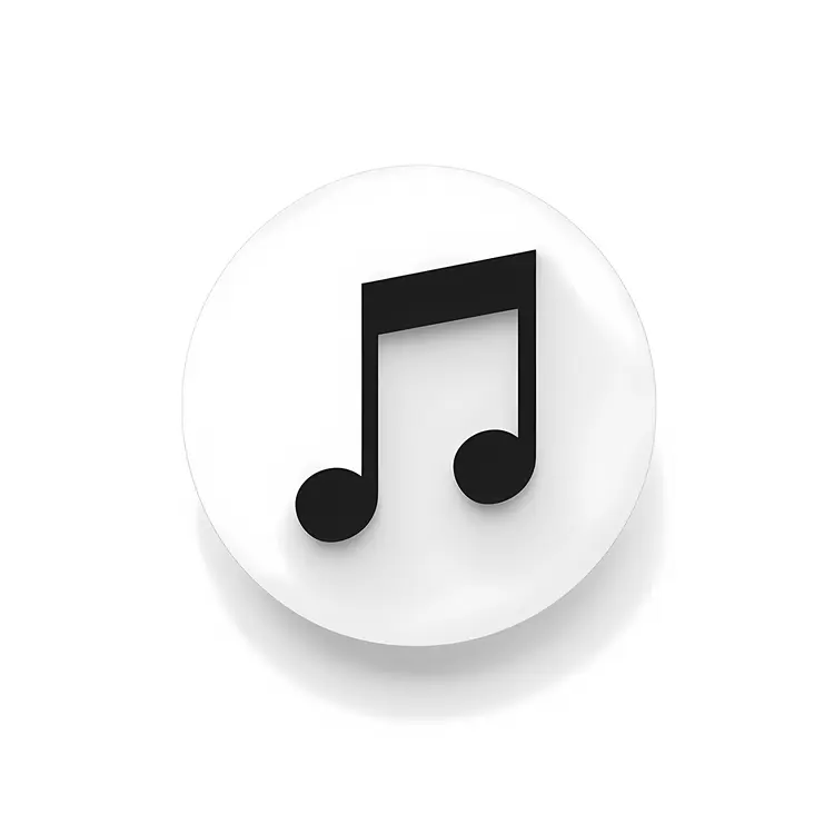 Black Musical Note on White Background