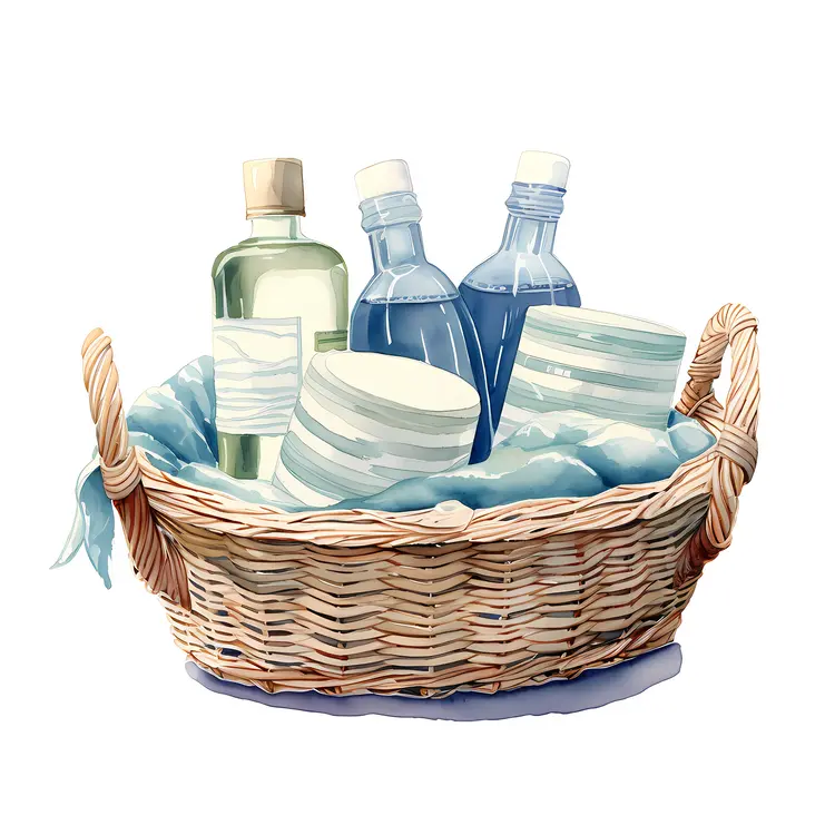 Basket of Toiletries for a Spa Day