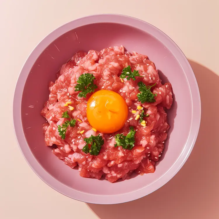 Raw Meat with Egg Yolk Dish