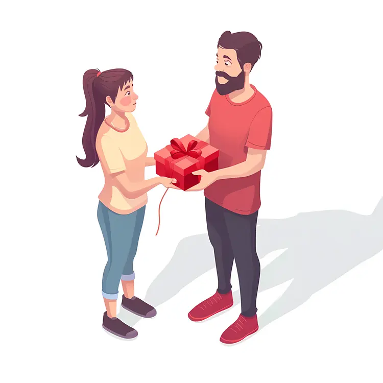 Couple with Gift Illustration
