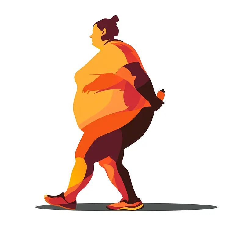Cartoon Woman Walking for Exercise