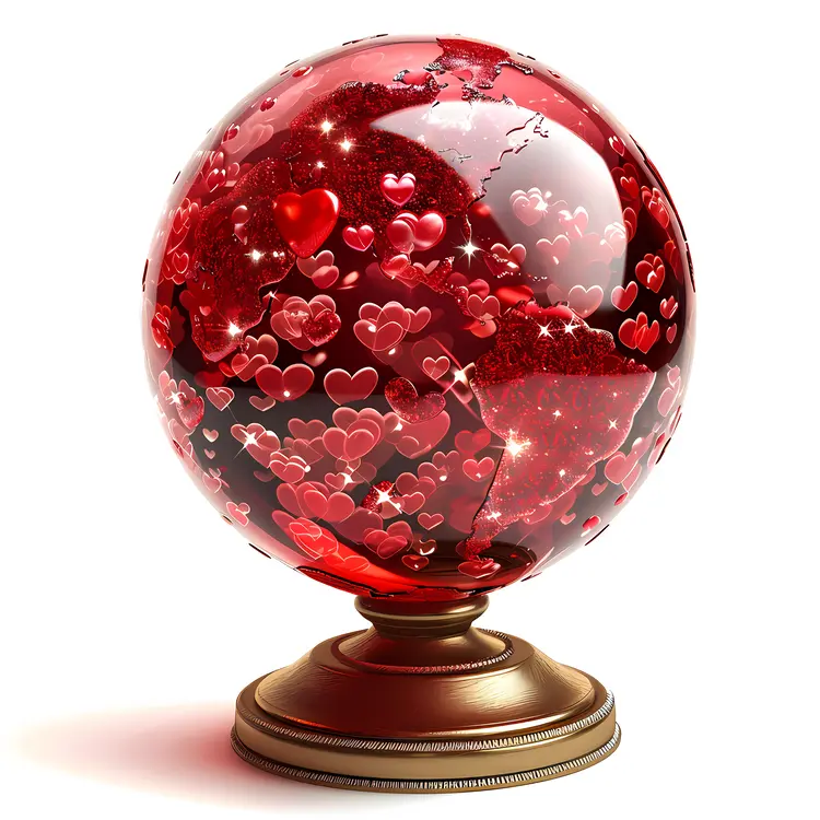 Sparkling Red Heart Globe