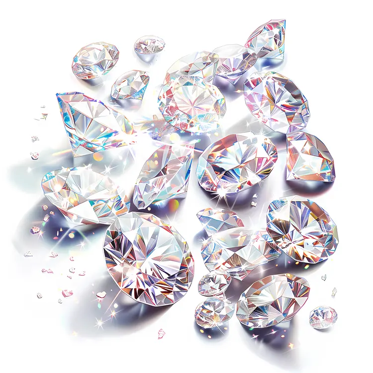Shiny diamonds in various shapes