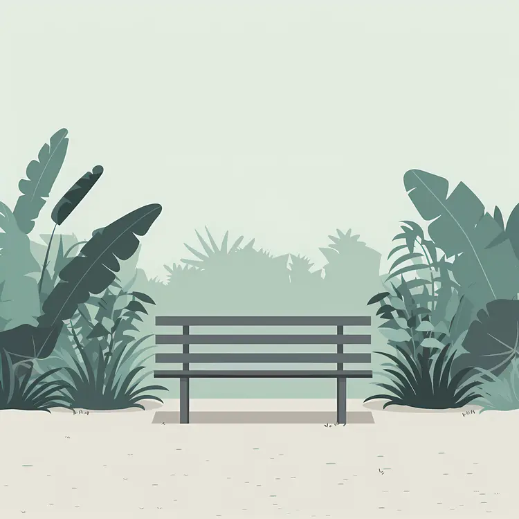 Bench in a Garden with Plants