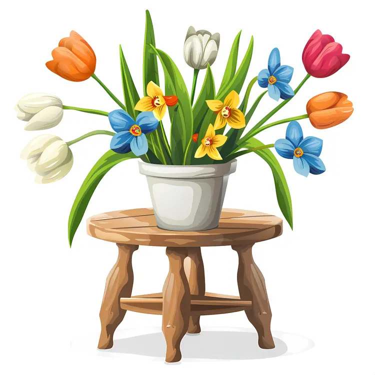 Flower Pot on Wooden Table