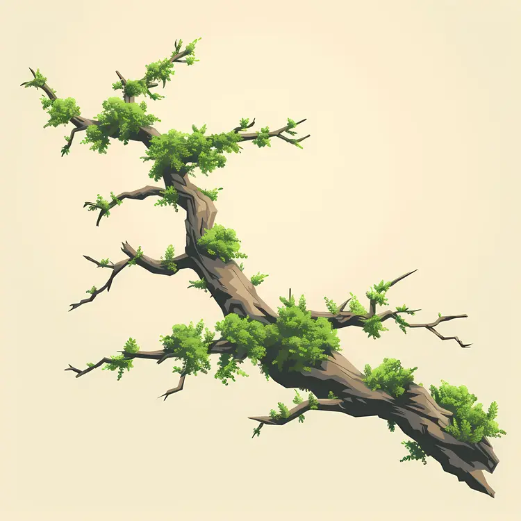 Lush Tree Branch with Green Leaves