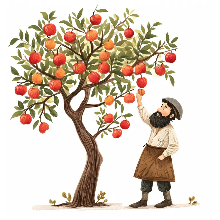 Man Picking Apples from Tree