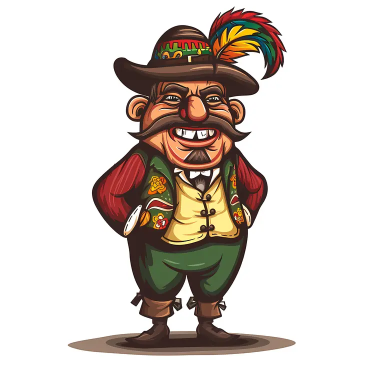 Man in Traditional Costume with Feathered Hat