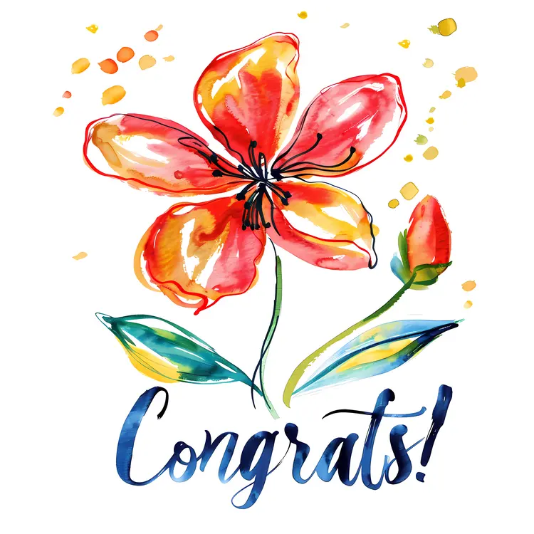 Orange Flower Congrats Card