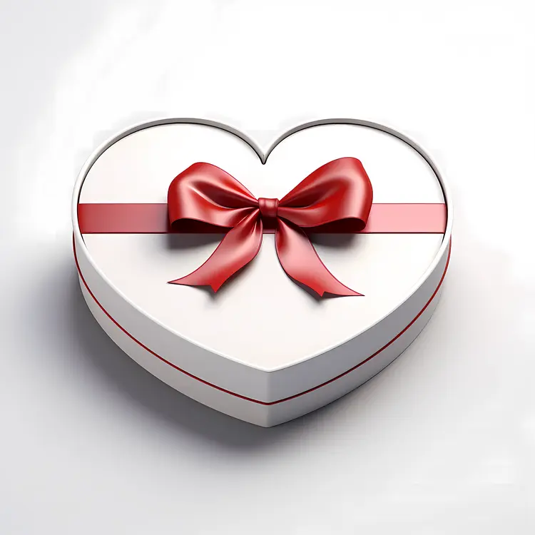 Heart-shaped Gift Box with Red Ribbon for Valentine's Day