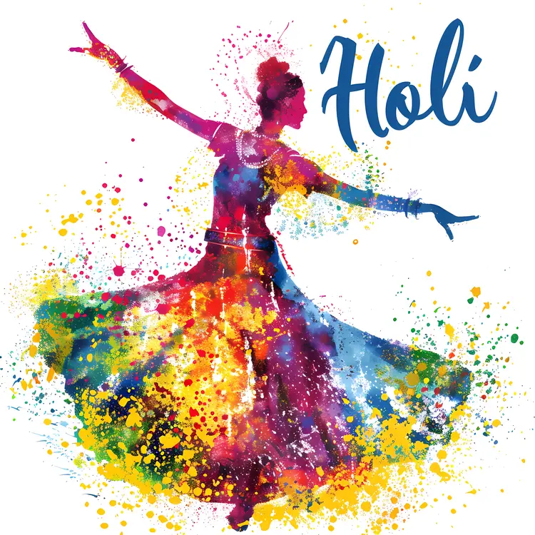 Colorful dancer celebrating Holi festival