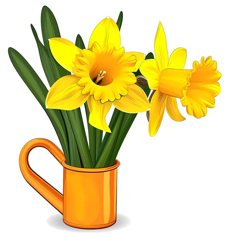 Yellow Daffodils in an Orange Jug