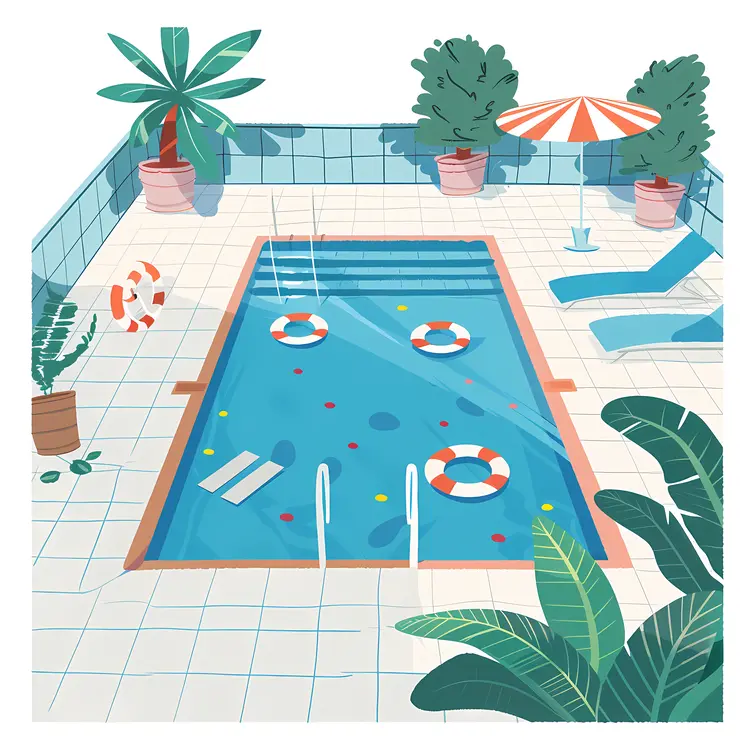 Relaxing Swimming Pool with Floaties