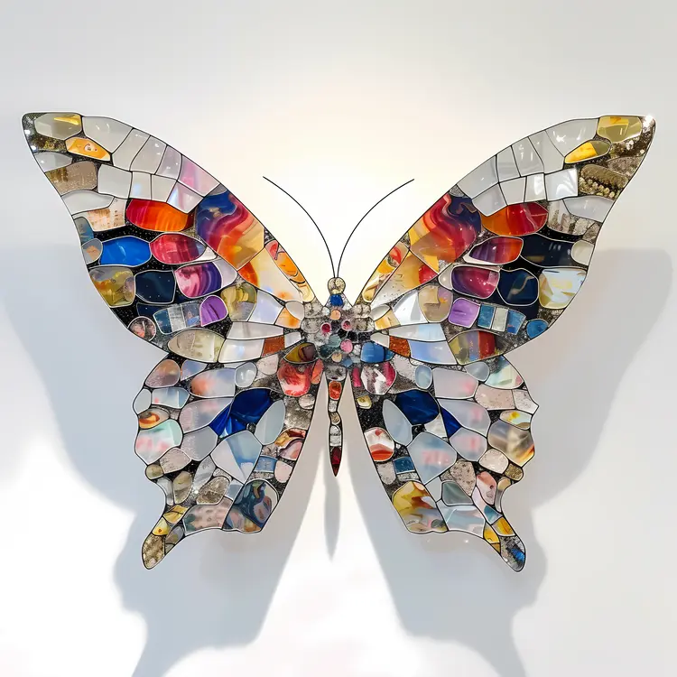Mosaic Butterfly with Colorful Tiles