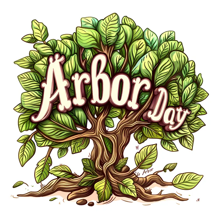 Arbor Day Celebration with Tree and Leaves