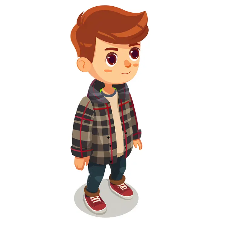 Boy with plaid jacket