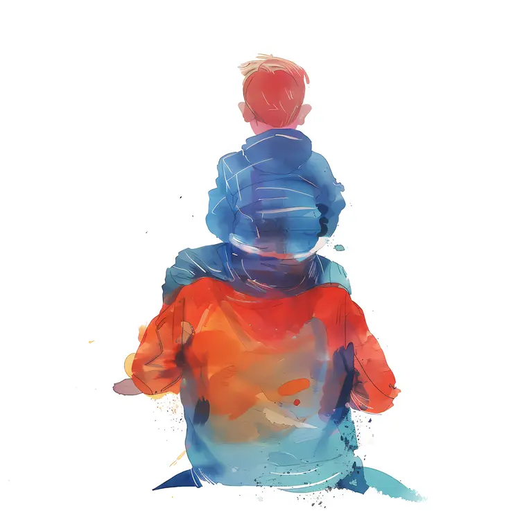 Father and Child Watercolor Art