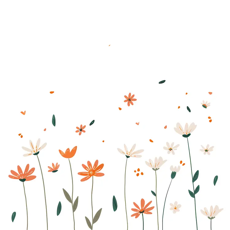 Orange and White Flowers in a Field