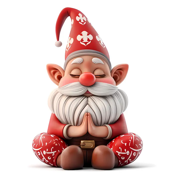 Meditating Gnome in Red Outfit