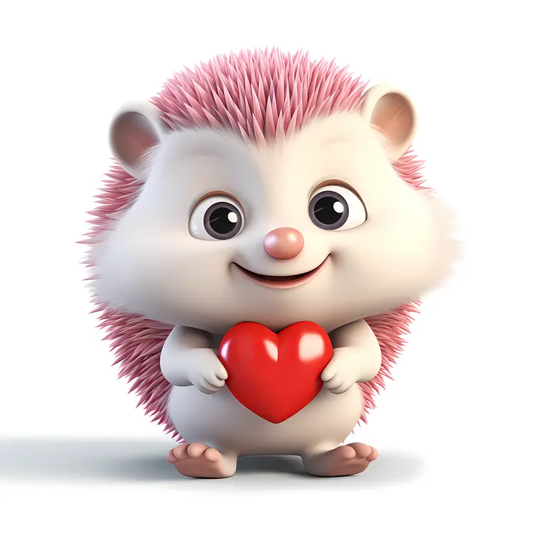 Cute Hedgehog Holding Heart