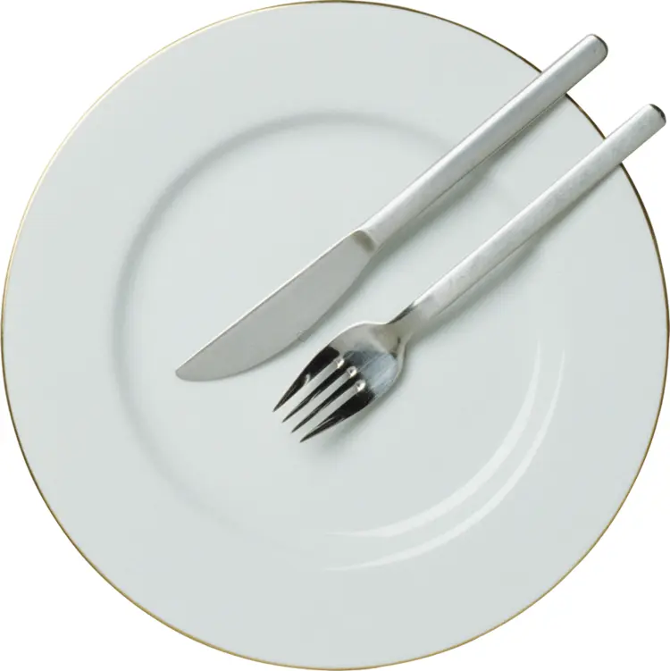 White Plate with Knife and Fork