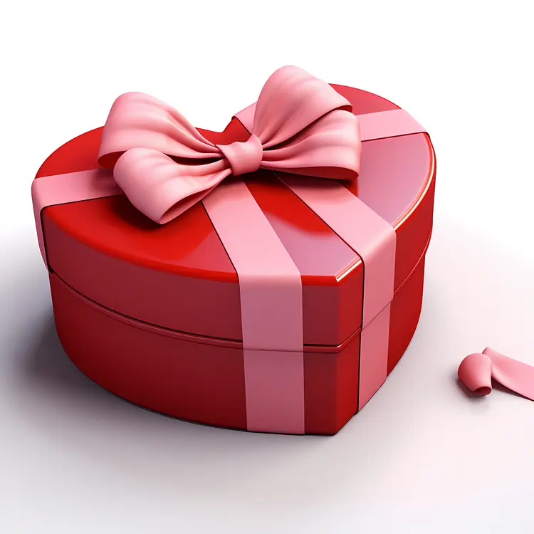 Red Heart-shaped Gift Box with Pink Ribbon