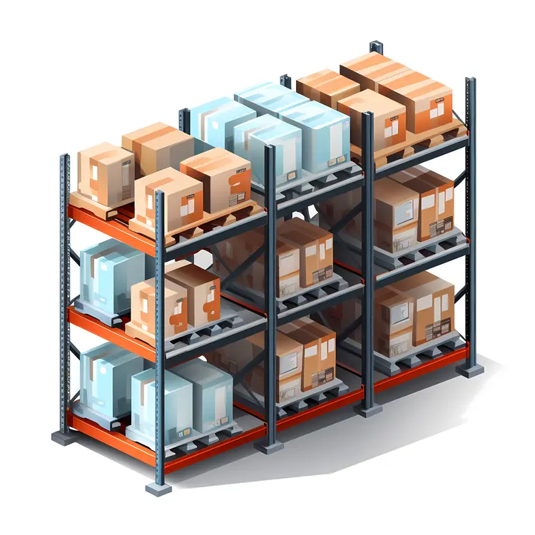 Warehouse Shelves with Mixed Boxes