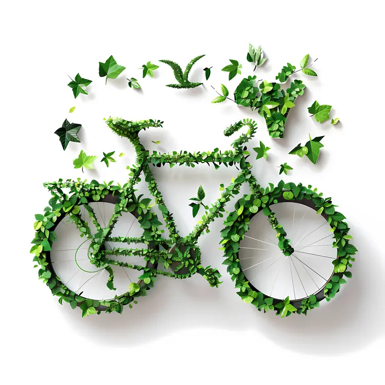 Green Bicycle with Leaf and Bird Design