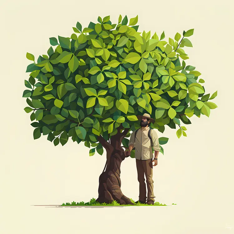 Man Standing Beside a Tree