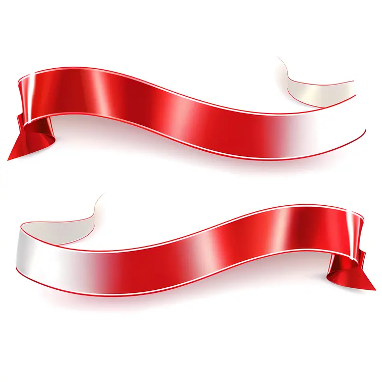 Shiny Red and White Ribbon Banner